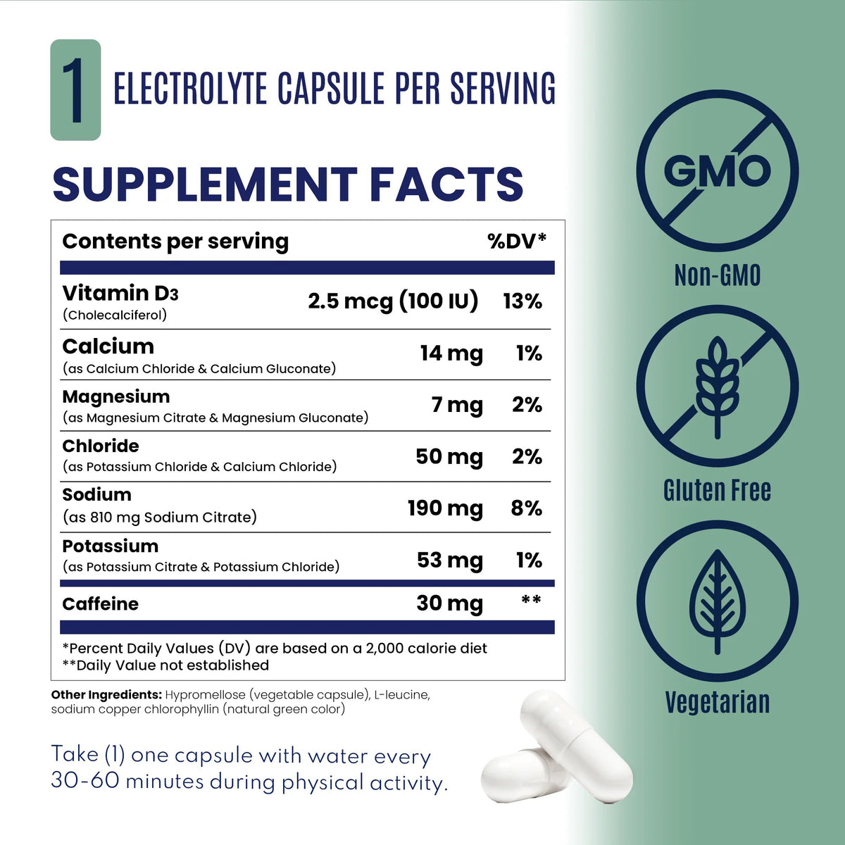 Saltstick Electrolyte + Caffeine Capsules