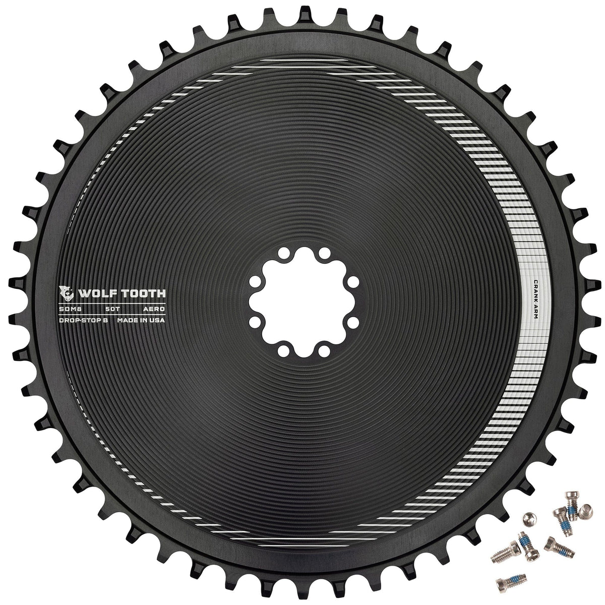 Wolf Tooth Aero Direct Mount Chainring for SRAM 8 - Bolt Gravel / Road Cranks Drop - Stop B