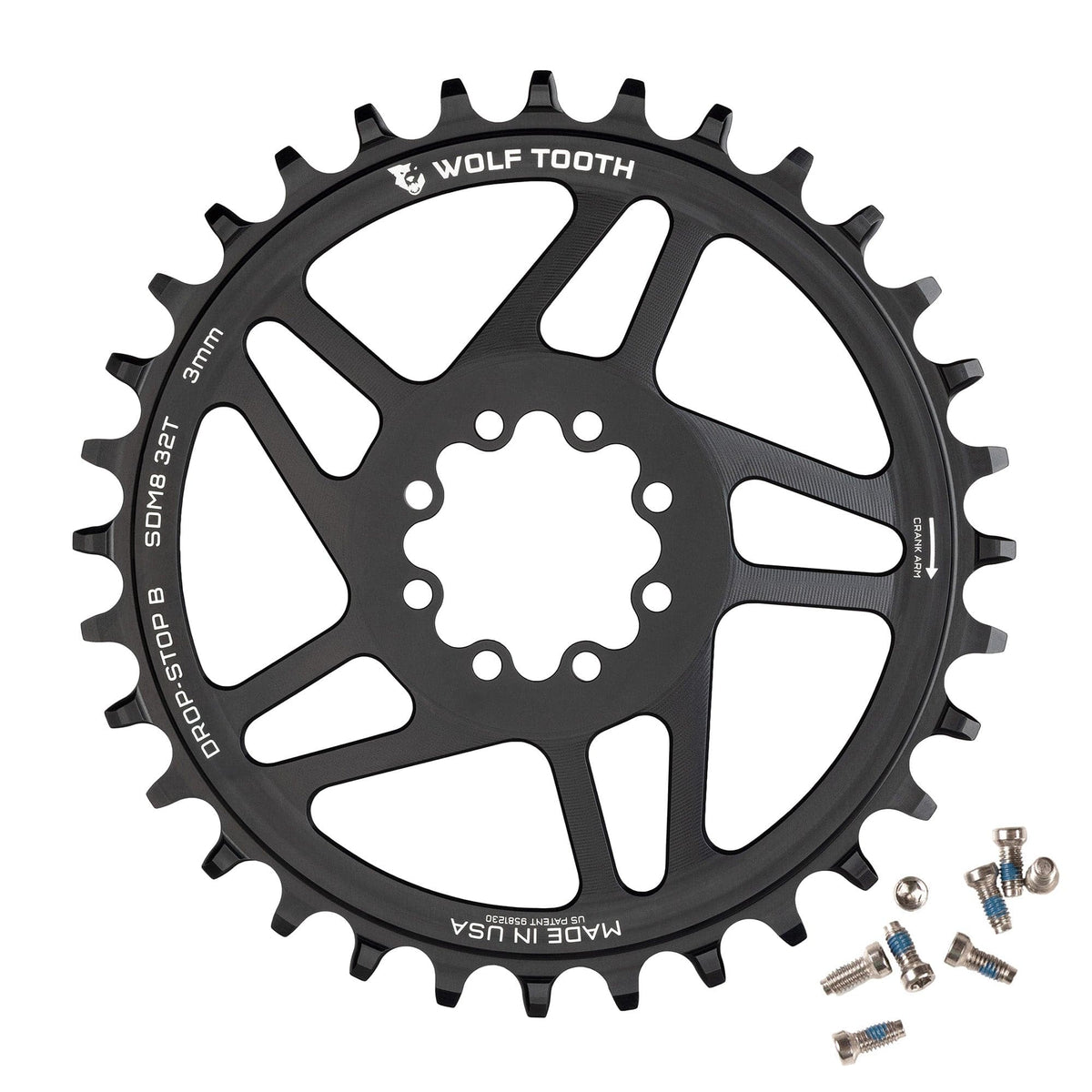 Wolf Tooth Direct Mount Chainrings for SRAM 8 - Bolt Mountain Cranks Drop - Stop B