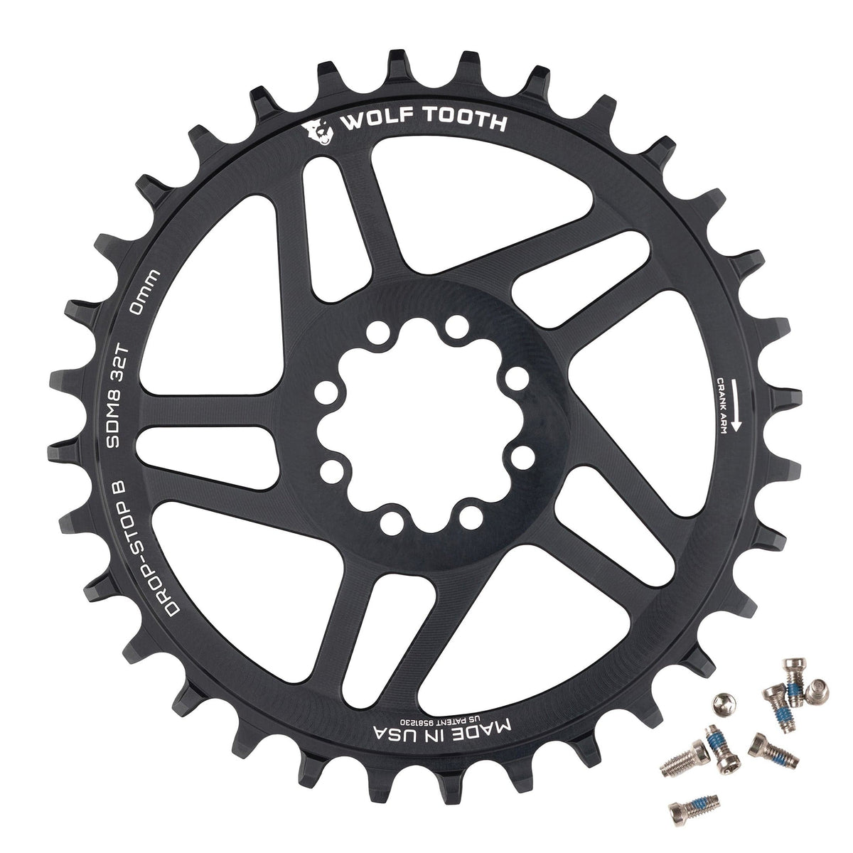 Wolf Tooth Direct Mount Chainrings for SRAM 8 - Bolt Mountain Cranks Drop - Stop B