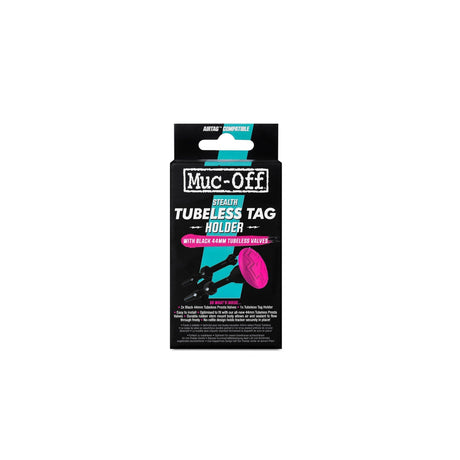 Muc - Off Stealth Tubeless Tag Holder and Valve Kit - 44mm Black