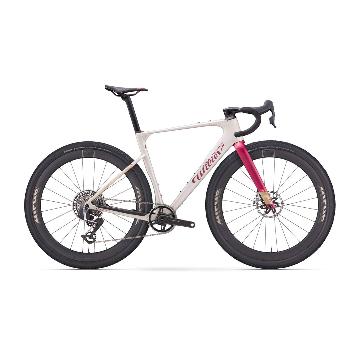 Wilier Rave SLR ID2 GRX Di2 Bike w/Alloy Bar and Carbon Wheels Byte Cream Matte