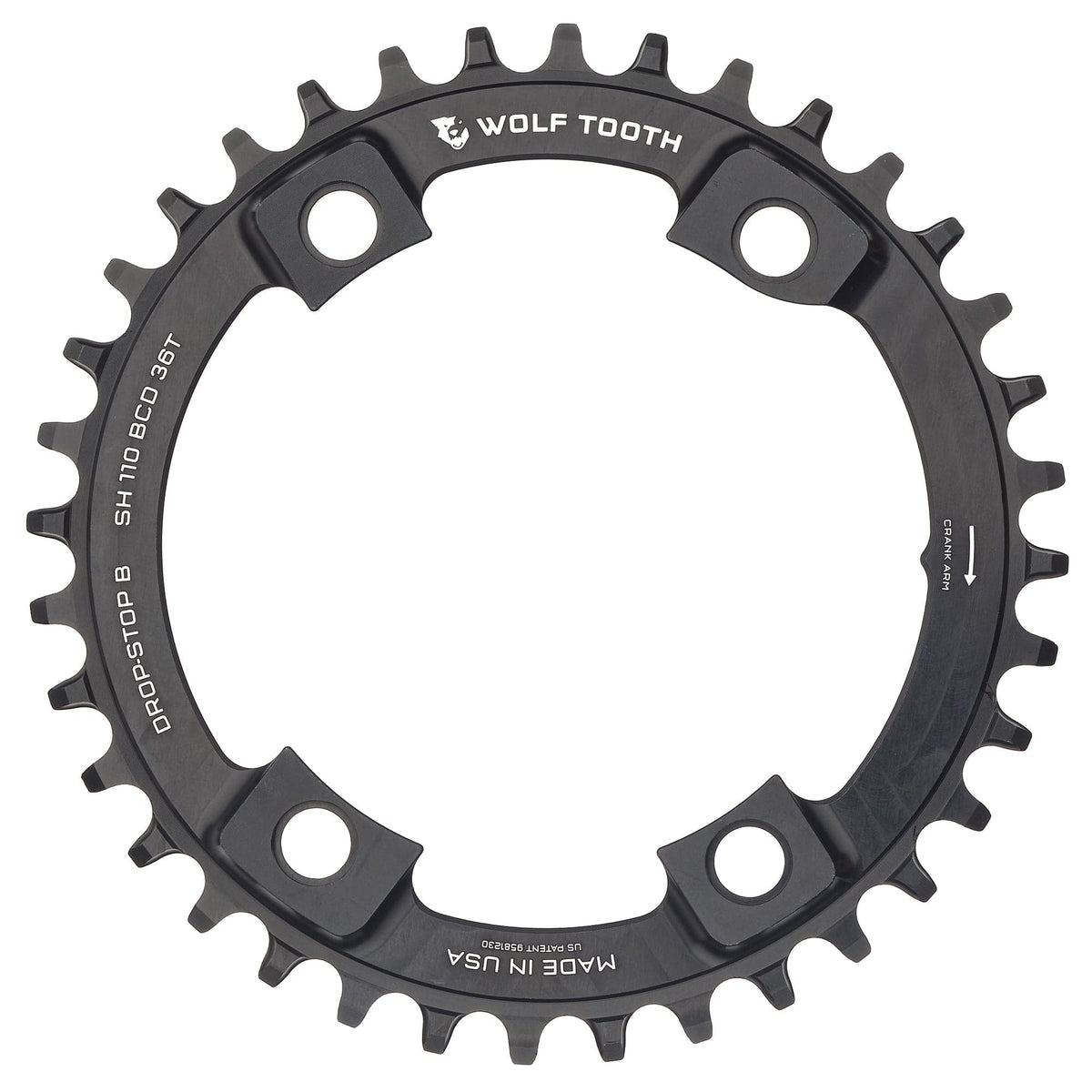Wolf Tooth 110 BCD Asymmetric 4 - Bolt Chainrings for Shimano Cranks Drop - Stop B