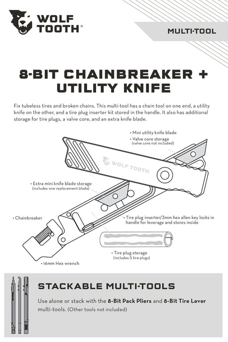 Wolf Tooth 8 - Bit Chainbreaker + Utility Knife Multi - Tool