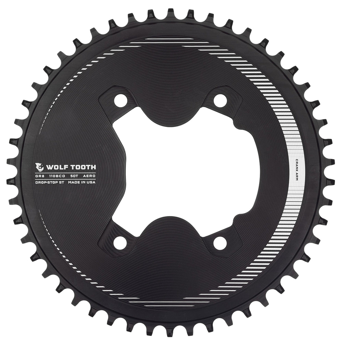 Wolf Tooth Aero 110 BCD Asymmetric 4 - Bolt Chainrings for Shimano GRX 800 Cranks Drop - Stop ST