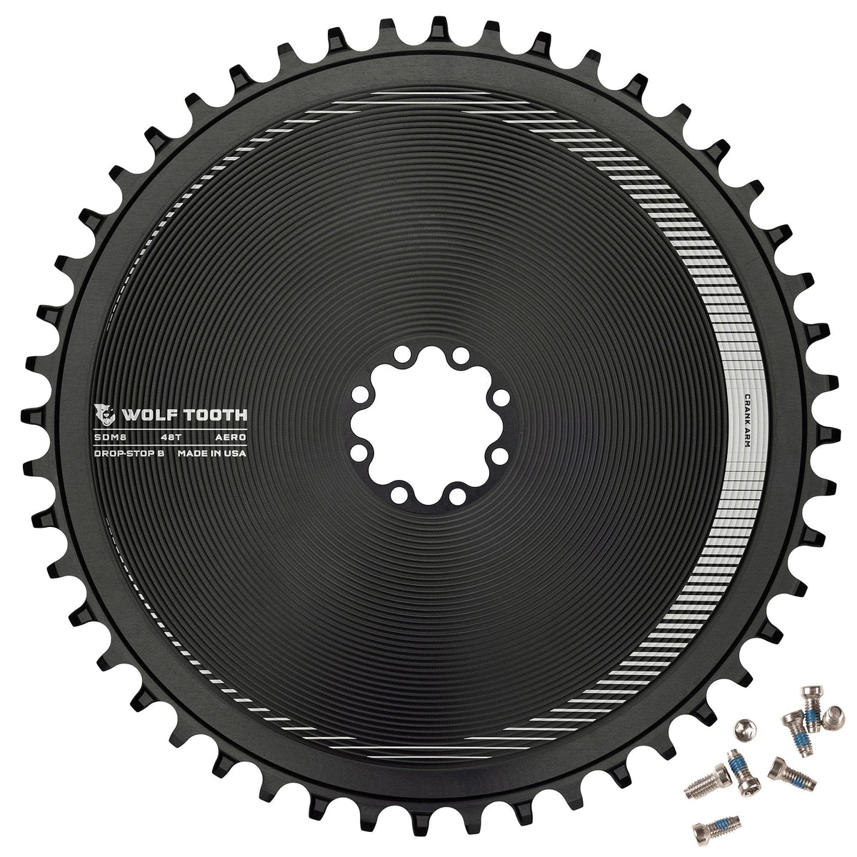 Wolf Tooth Aero Direct Mount Chainring for SRAM 8 - Bolt Gravel / Road Cranks Drop - Stop B