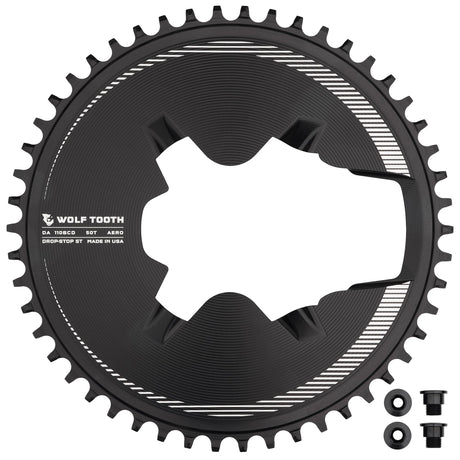 Wolf Tooth Aero Direct Mount Chainrings for Shimano Dura - Ace R9200 Cranks Black