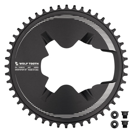Wolf Tooth Aero Direct Mount Chainrings for Shimano Dura - Ace R9200 Cranks Black