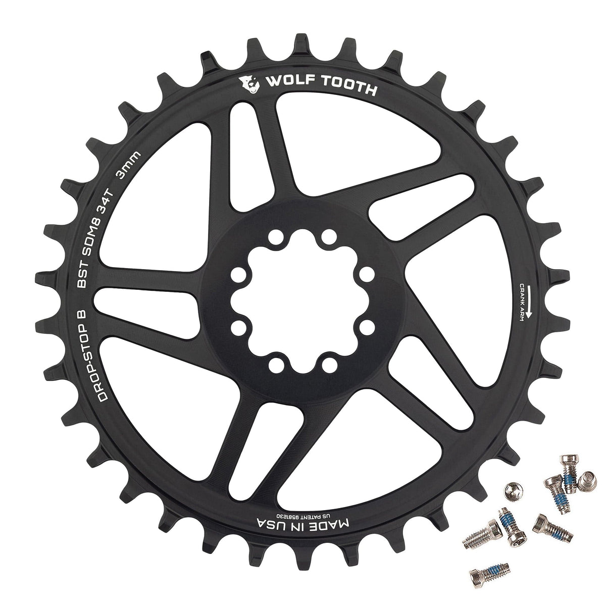 Wolf Tooth Direct Mount Chainrings for SRAM 8 - Bolt Mountain Cranks Drop - Stop B