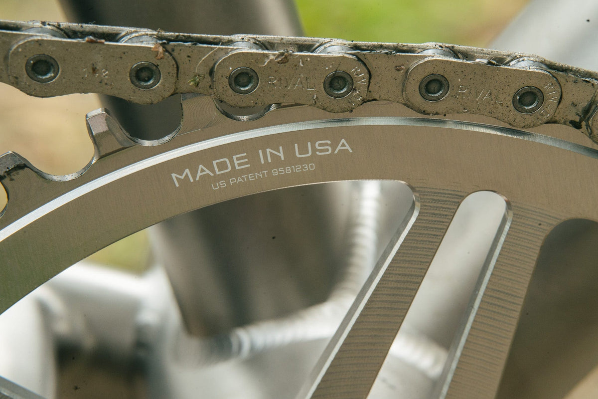 Wolf Tooth Direct Mount Chainrings for SRAM 8 - Bolt Mountain Cranks - Raw Silver Drop - Stop B (3mm Offset)