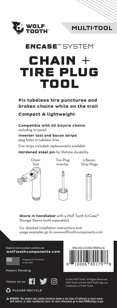 Wolf Tooth EnCase System Chain + Tire Plug Multi - Tool
