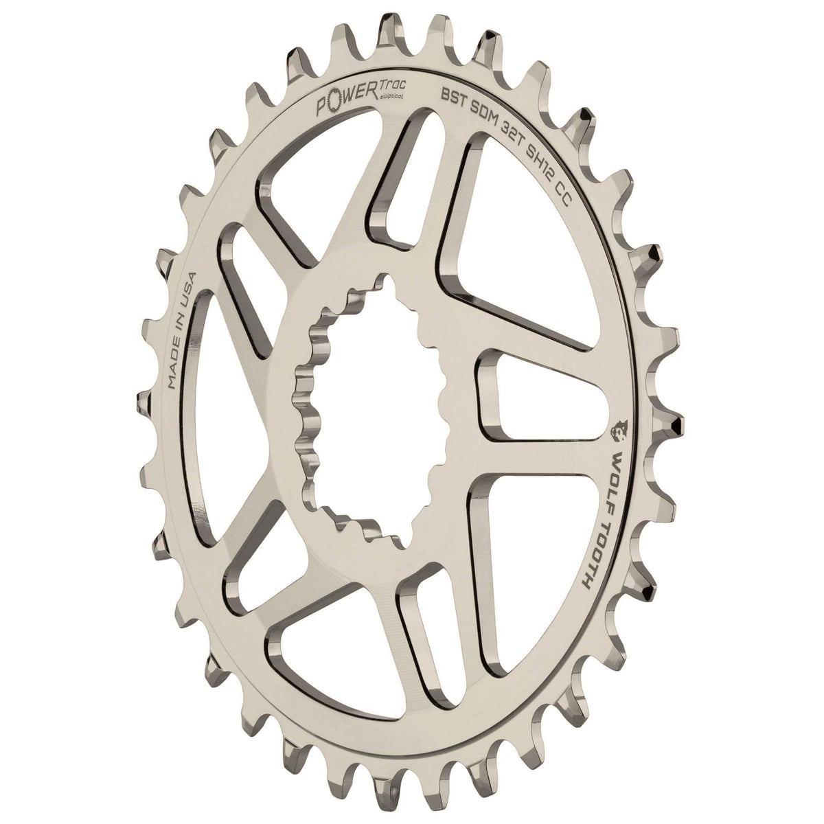 Wolf Tooth Oval Direct Mount Chainrings for Cane Creek and SRAM 3 - Bolt Cranks for Shimano 12spd Hyperglide+ Chain Nickel